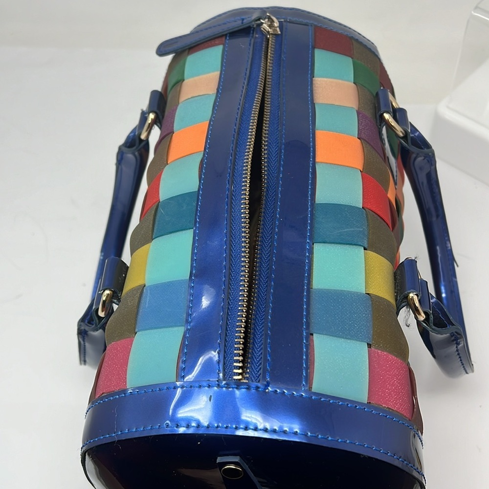 Furla Multi Color Patent And Multi Color Mesh Bow… - image 5